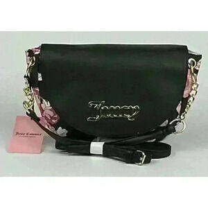 NEW! Juicy Couture Women’s Flap Pretty Rose Black Crossbody Bag